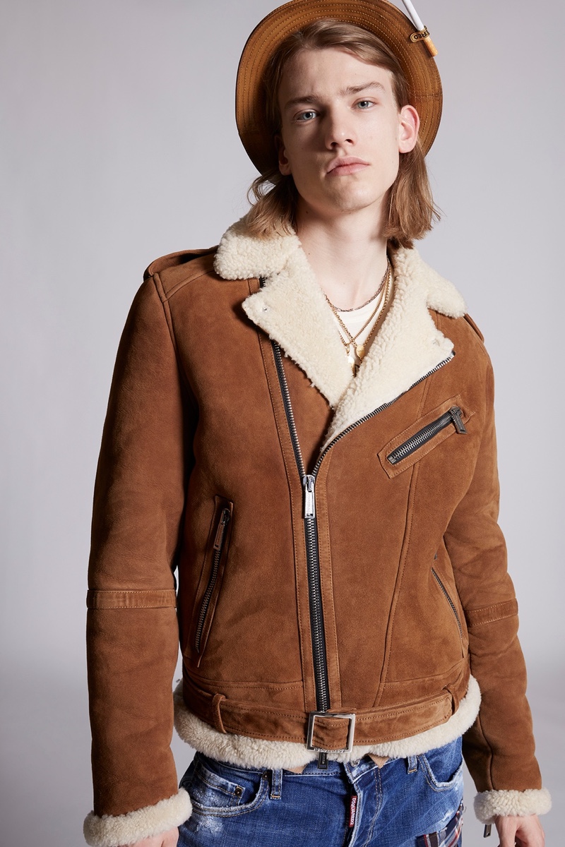 Dsquared2 Mens Shearling Zip Kiodo Jacket