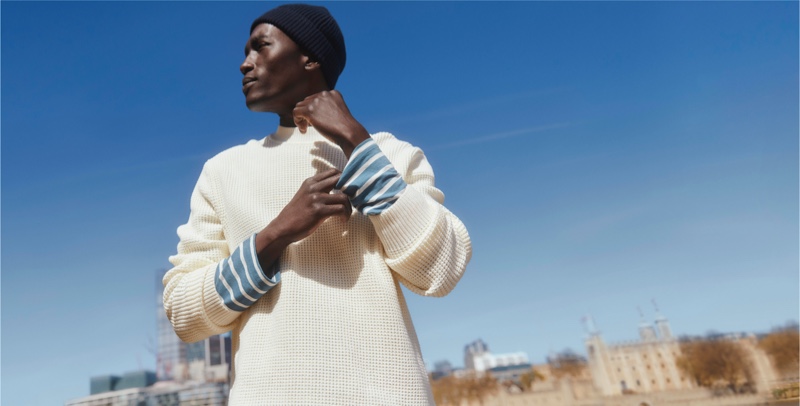 Dennis Nyero appears in Esprit's fall-winter 2021 men's campaign.