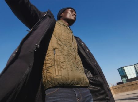 At peace, Dennis Nyero stars in Esprit's fall-winter 2021 men's campaign.