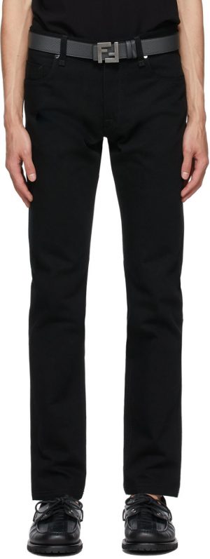 Fendi Black Embroidered Logo Jeans Fendi Black Embroidered Logo Jeans