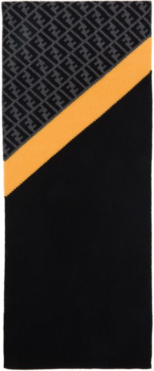 Fendi Black & Grey 'Forever Fendi' Scarf Fendi Black & Grey 'Forever Fendi' Scarf