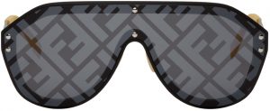 Fendi Black & Yellow 'Fendi Fabulous' Shield Sunglasses Fendi Black & Yellow 'Fendi Fabulous' Shield Sunglasses