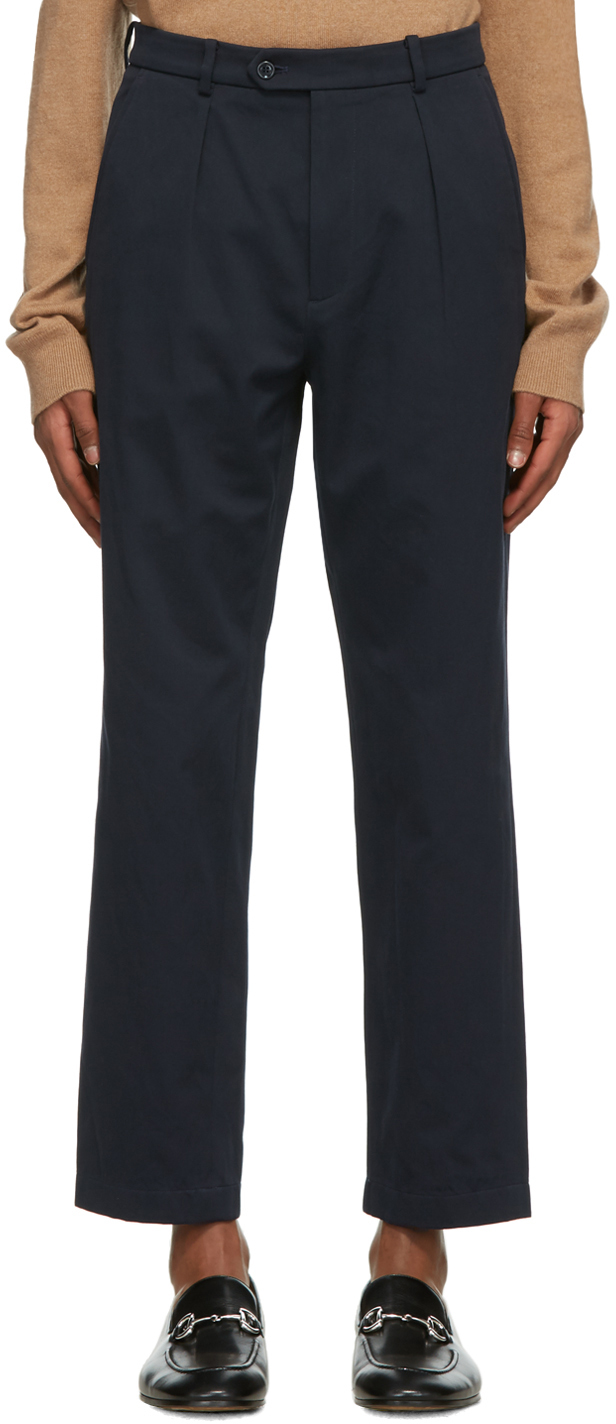 Gucci Navy Interlocking G Patch Trousers | The Fashionisto