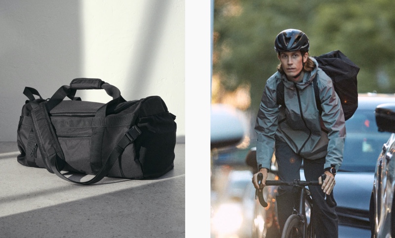 Riding his bike, Fredrik Berselius uses H&M's Multifunctional duffle bag.