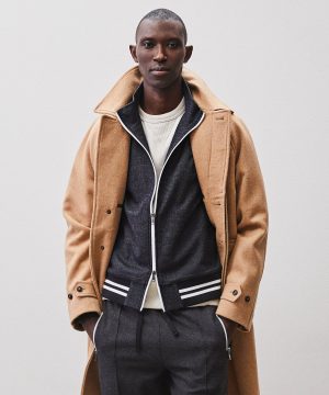Italian Herringbone Wool Track Jacket in Charcoal Italian Herringbone Wool Track Jacket in Charcoal