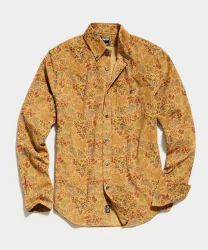 Japanese Fine Corduroy Long Sleeve Button Down in Yellow Floral Japanese Fine Corduroy Long Sleeve Button Down in Yellow Floral