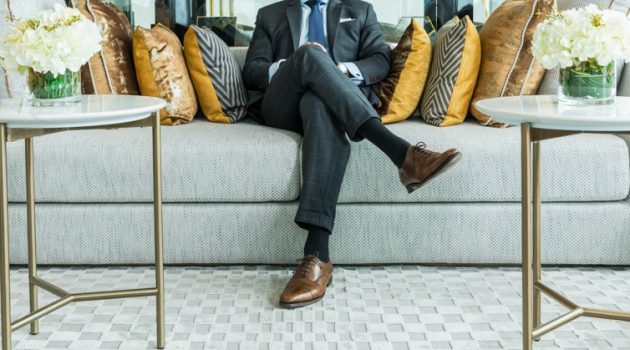 How to Style a Sectional? Man Suit Decorative Pillows Couch Home Tables