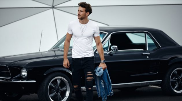 How to Pick Jeans That Suit Your Personality: 5 Tips for Men Man White T-Shirt Ripped Jeans Vintage Car