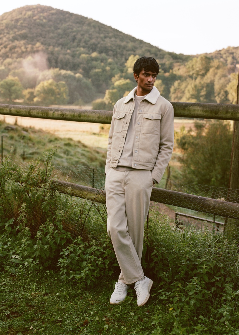 Making a case for neutral colors, Rishi Robin wears fall fashions from Mango.