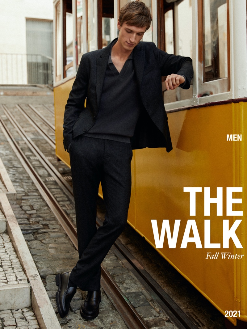 Egon Van Praet stars in a new editorial for Massimo Dutti called "The Walk."