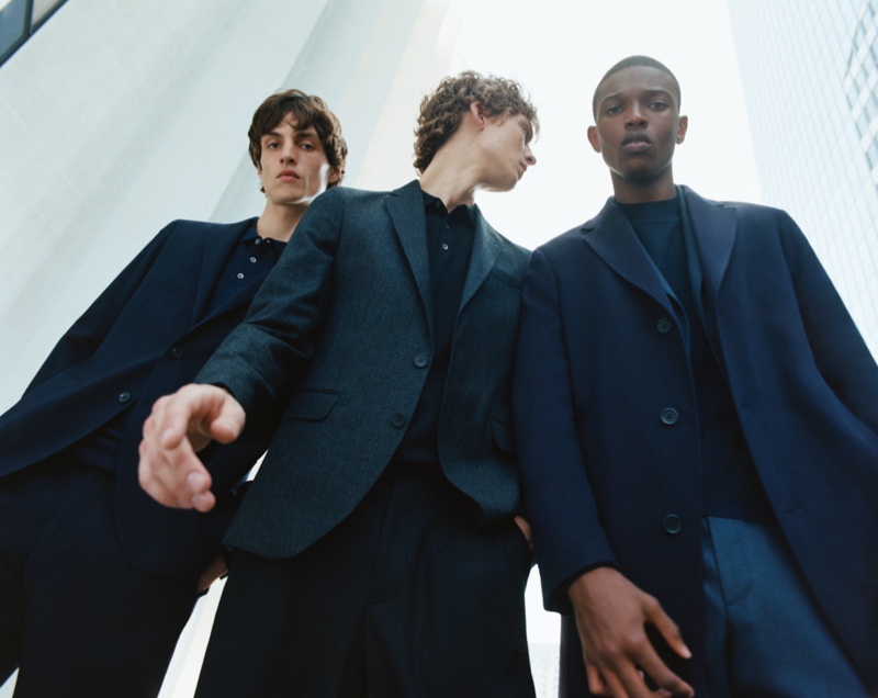 Oliver Hadlee Pearch photographs Lucas El Bali, Leon Dame, and Malik Anderson in Massimo Dutti's fall-winter 2021 Limited Edition collection.