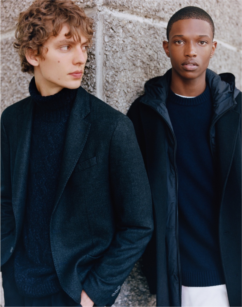 Leon Dame and Malik Anderson are the faces of Massimo Dutti's fall-winter 2021 men's Limited Edition collection.