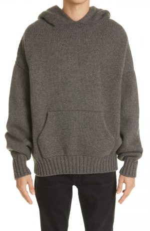 Men's Fear Of God Wool Sweater Hoodie, Size Small - Grey Men's Fear Of God Wool Sweater Hoodie, Size Small - Grey
