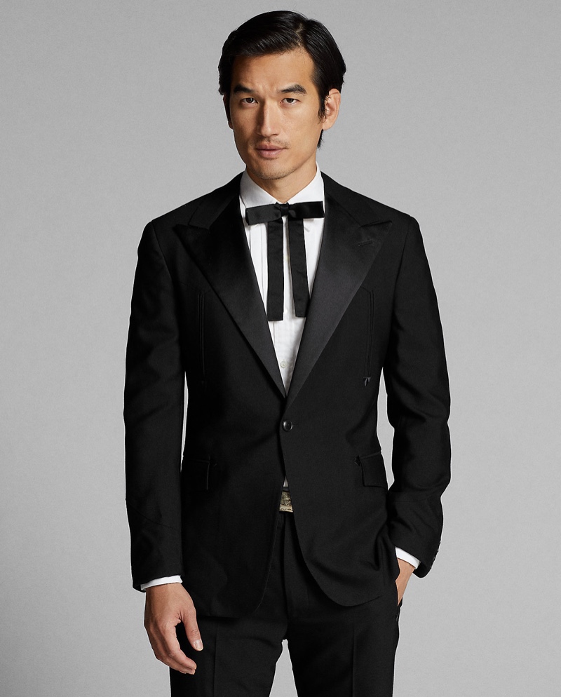 Making a case for formal style, Tony Chung wears Ralph Lauren Double RL's western tuxedo jacket.