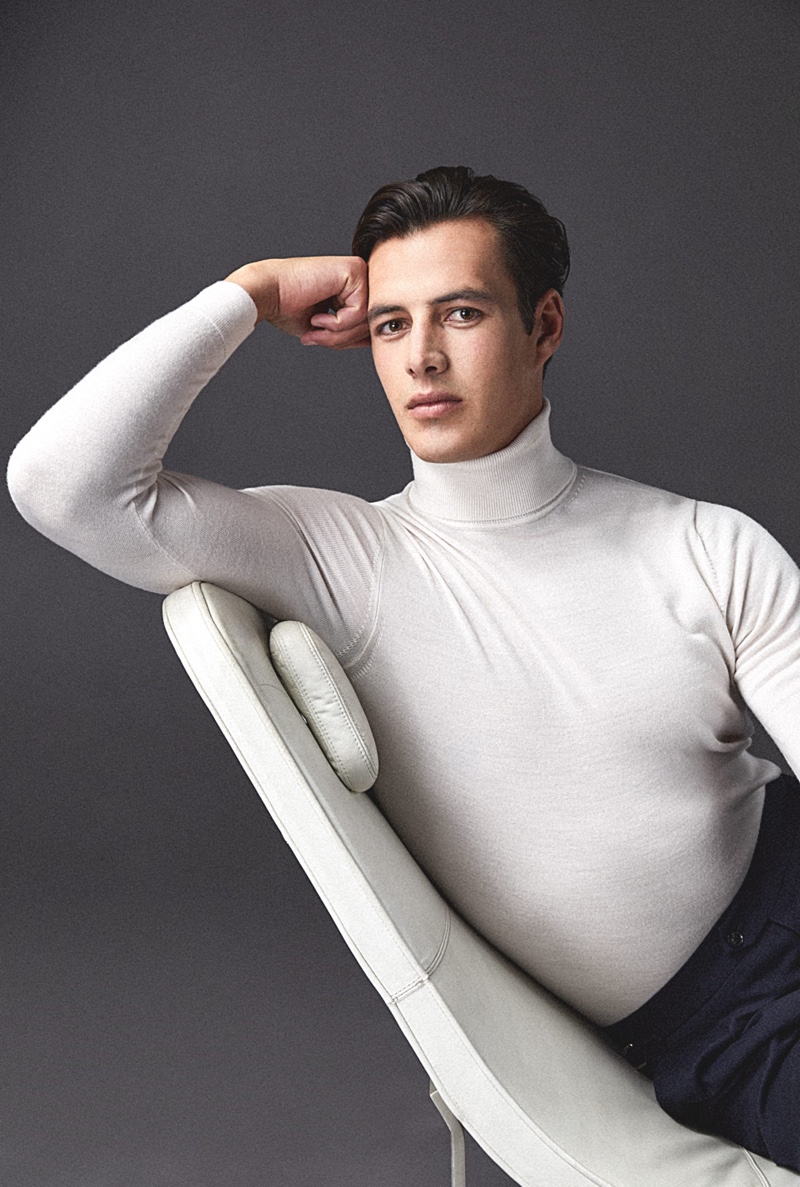 A chic vision, Harry Gozzett models Reiss' Cain turtleneck.