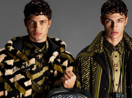Nacho Penín and Ondrej Mokoš come together as the stars of Versace's fall 2021 men's campaign.