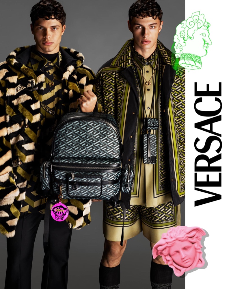 Nacho Penín and Ondrej Mokoš come together as the stars of Versace's fall 2021 men's campaign.