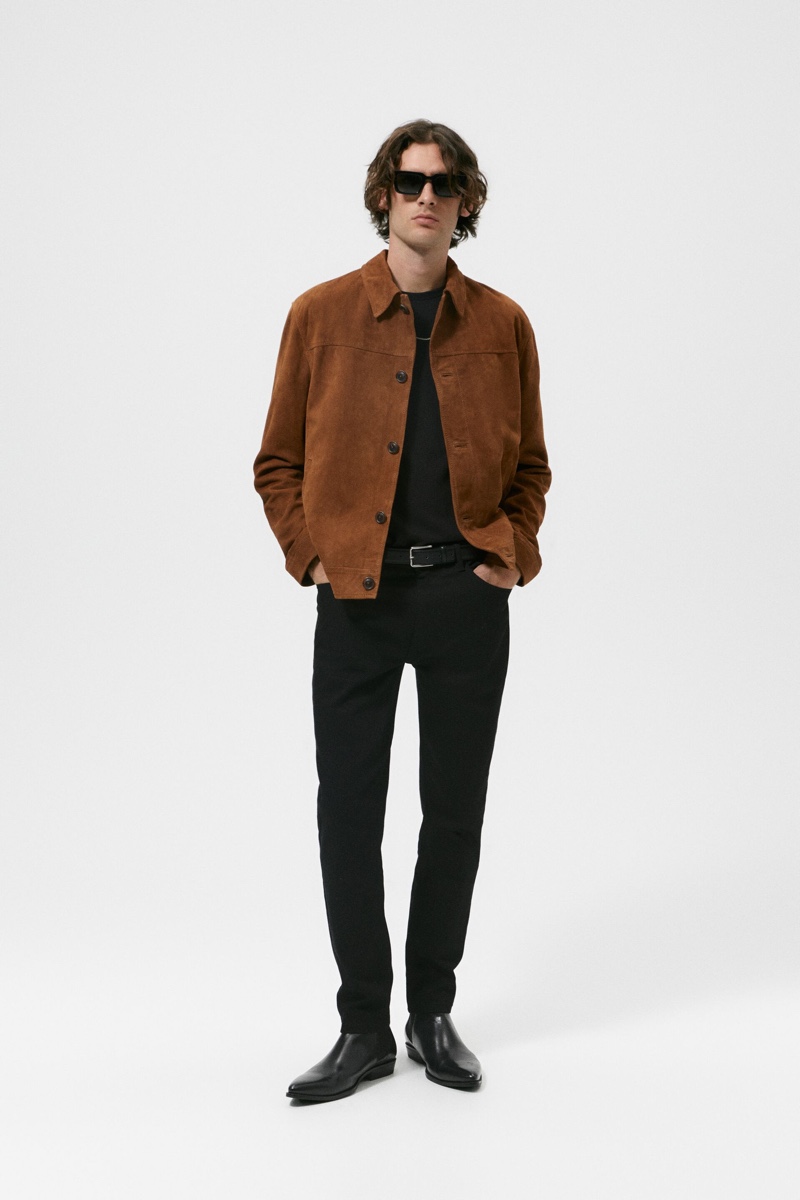 Suede jacket mens best sale zara