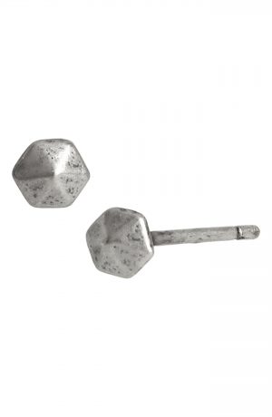Allsaints Hexagon Sterling Silver Stud Earrings Allsaints Hexagon Sterling Silver Stud Earrings