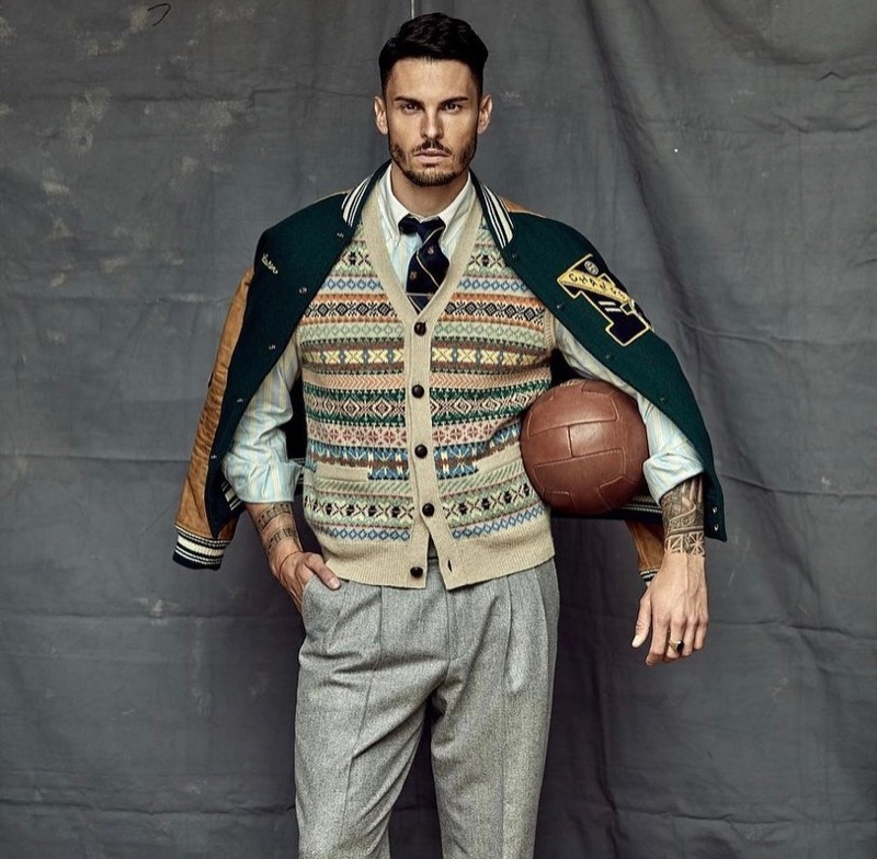 Baptiste Giabiconi Dons Preppy Looks for Risbel