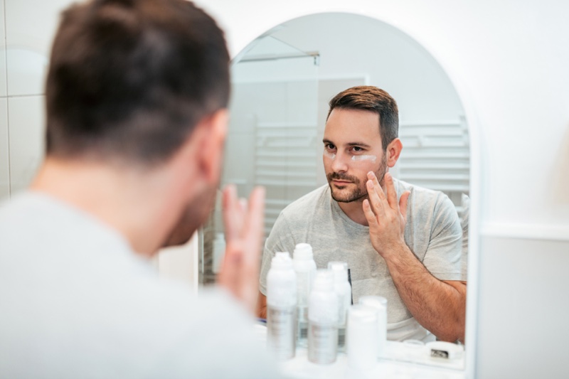 Bathroom Man Skincare Routine Products