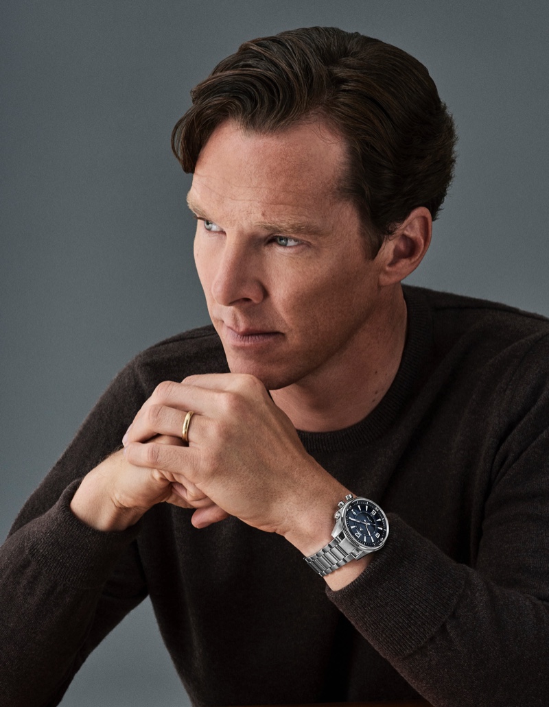 Benedict Cumberbatch wears Jaeger-LeCoultre's Polaris Mariner Memovox watch.