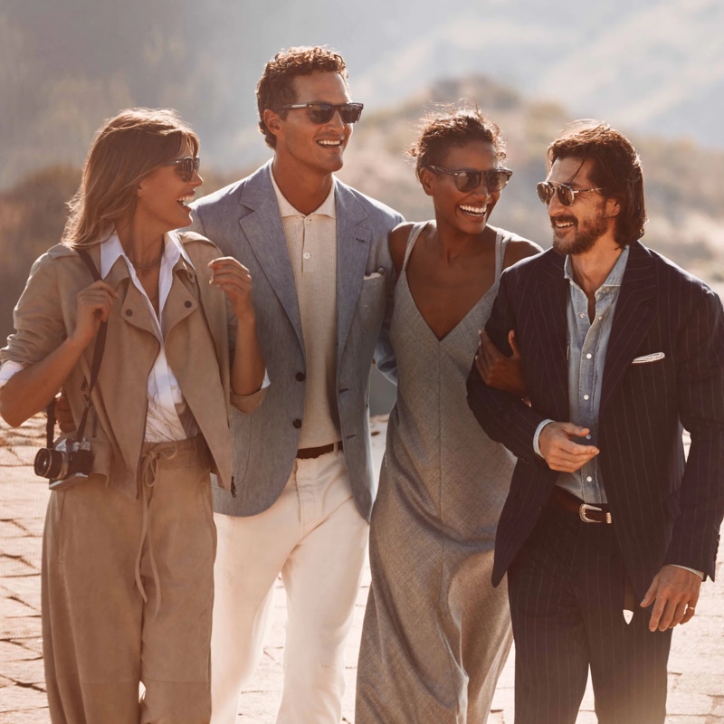 Models Madison Headrick, Arlenis Sosa, Ollie Edwards, and Ryan Porter front the fall-winter 2021 Brunello Cucinelli x Oliver Peoples eyewear campaign.