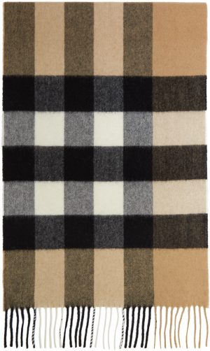 Burberry Beige Cashmere Mega Check Scarf Burberry Beige Cashmere Mega Check Scarf