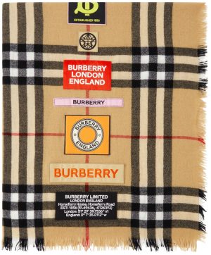Burberry Beige Cashmere Midweight Label Square Scarf Burberry Beige Cashmere Midweight Label Square Scarf