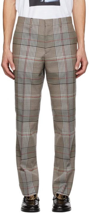Burberry Beige Plaid Slim Trousers Burberry Beige Plaid Slim Trousers