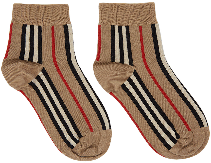 Burberry Beige Stripe Short Socks | The Fashionisto