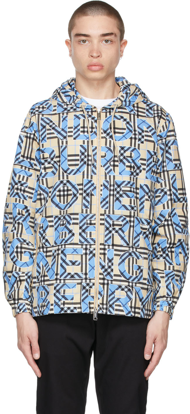 Burberry Beige & Blue Vintage Check Logo Jacket | The Fashionisto