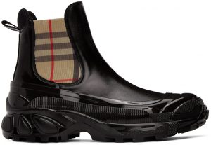 Burberry Black Coated Canvas Chelsea Boots Burberry Black Coated Canvas Chelsea Boots