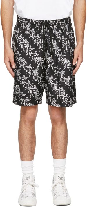 Burberry Black Mythical Alphabet Silk TB Logo Brazil Shorts Burberry Black Mythical Alphabet Silk TB Logo Brazil Shorts