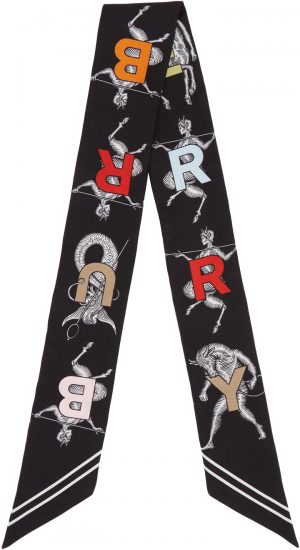Burberry Black Mythical Alphabet Skinny Scarf Burberry Black Mythical Alphabet Skinny Scarf