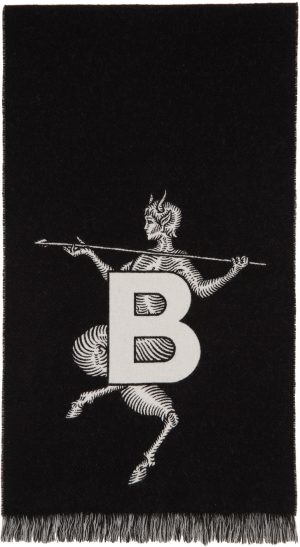 Burberry Black Mythical Alphabet 'TB' Football Scarf Burberry Black Mythical Alphabet 'TB' Football Scarf