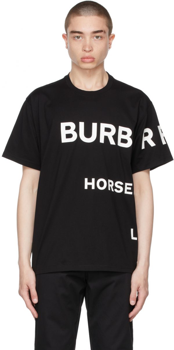 Burberry Black Oversized ‘Horseferry’ Print T-Shirt | The Fashionisto
