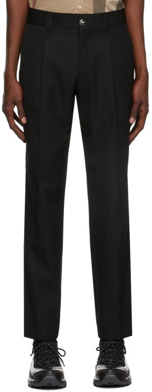 Burberry Black Technical Wool Cropped Tailored Trousers Burberry Black Technical Wool Cropped Tailored Trousers