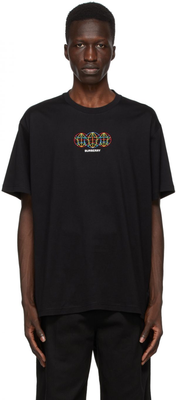 Burberry Black Triple Globestar Logo T-Shirt | The Fashionisto
