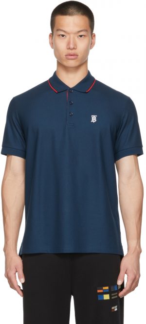 Burberry Blue Monogram Motif Polo Burberry Blue Monogram Motif Polo