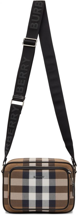 Burberry Brown Cotton Check Crossbody Bag Burberry Brown Cotton Check Crossbody Bag