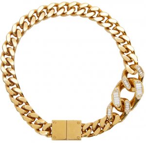 Burberry Gold Crystal Detailed Curb Chain Necklace Burberry Gold Crystal Detailed Curb Chain Necklace