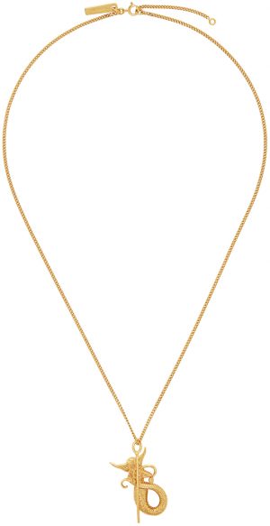 Burberry Gold Mythical Alphabet Mermaid Pendant Necklace Burberry Gold Mythical Alphabet Mermaid Pendant Necklace