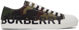 Burberry Green Camo Logo Print Sneakers Burberry Green Camo Logo Print Sneakers