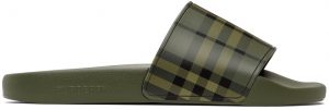 Burberry Green Check Print Slides Burberry Green Check Print Slides