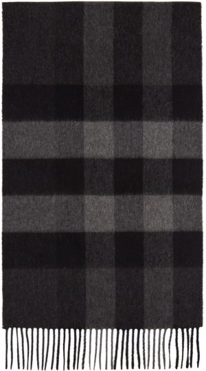 Burberry Grey Cashmere Mega Check Scarf Burberry Grey Cashmere Mega Check Scarf