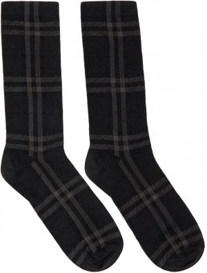 Burberry Grey Intarsia Check High Socks Burberry Grey Intarsia Check High Socks