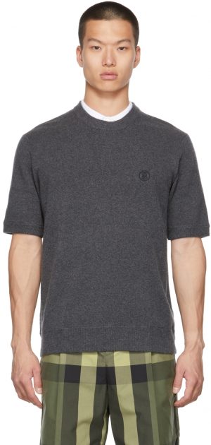 Burberry Grey Monogram Motif Cashmere T-Shirt Burberry Grey Monogram Motif Cashmere T-Shirt