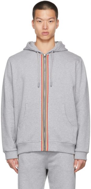 Burberry Grey icon Stripe Zip Hoodie Burberry Grey icon Stripe Zip Hoodie