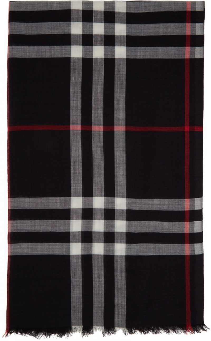 Burberry Navy Gauze Giant Check Scarf The Fashionisto